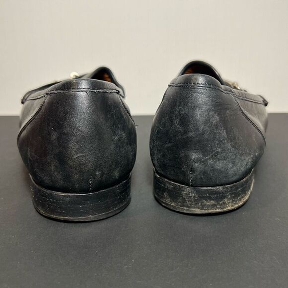 Mens ALLEN EDMONDS Verona II Black Leather Horse Bit Loafers / Size 10 Wide - Picture 4 of 8